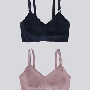 Ingrid & Isabel Medium Wireless Nursing Bralette - Black and Dusty Pink NWOT